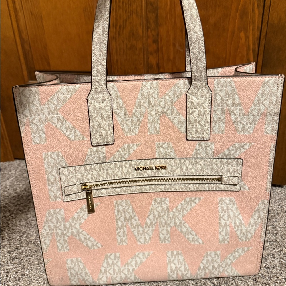 Michael Kors Pink and Gray Signature Tote